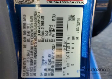 2019 Ford Fiesta Se из США, поврежденный, VIN 3FADP4BJ3KM165718